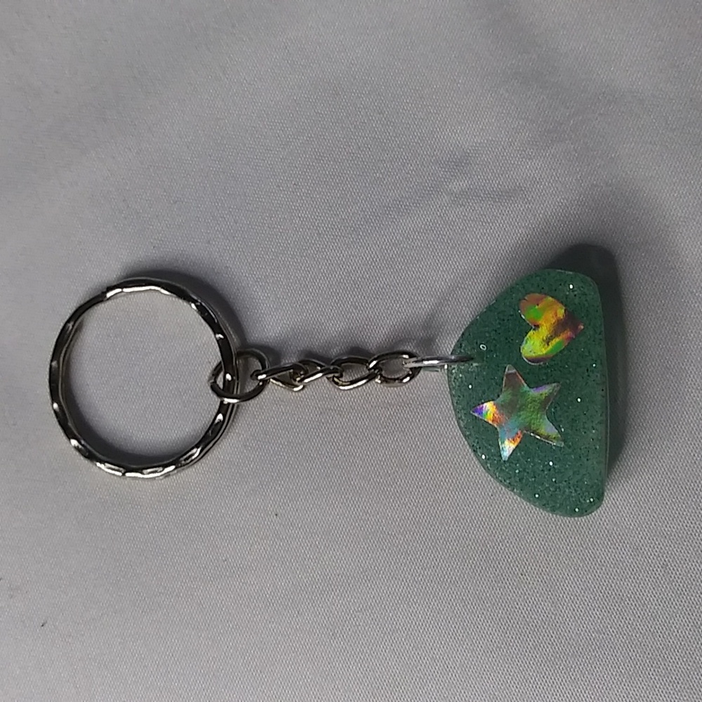 New Holographic Heart & Star Keychain